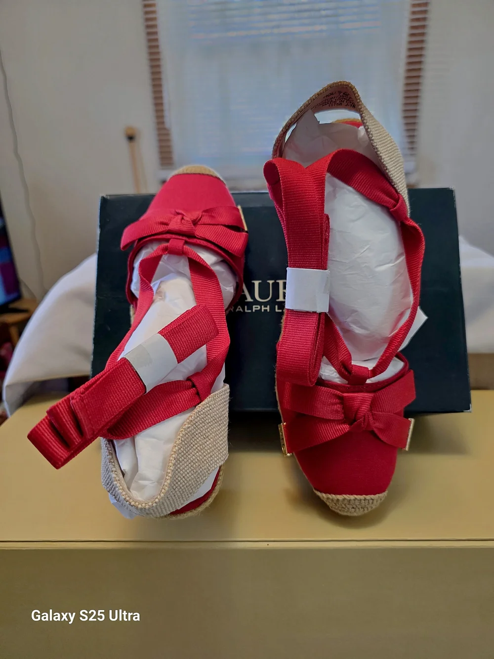 LAUREN Ralph Lauren Hollie Espadrille Wedge In Red Size 7.5B